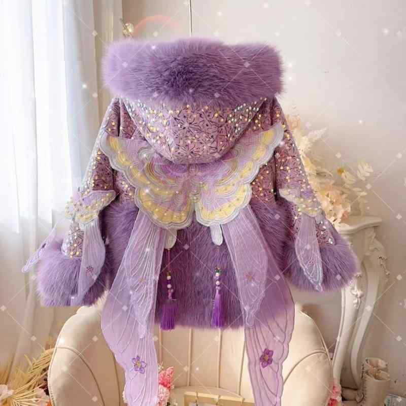 子供用毛皮コート 女の子 裏起毛 フェイクファー ジャケット 秋冬 かわいい おしゃれ ピンク パープル 110cm 120cm 130cm 140cm 150cm 160cm 170cm