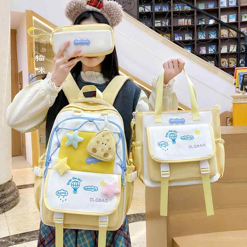 リュック キッズ かわいい 通学 遠足 軽量 小学生 女の子 3点セット 手提げ 塾 撥水 ナイロン 黄色 黒 緑 青 茶色