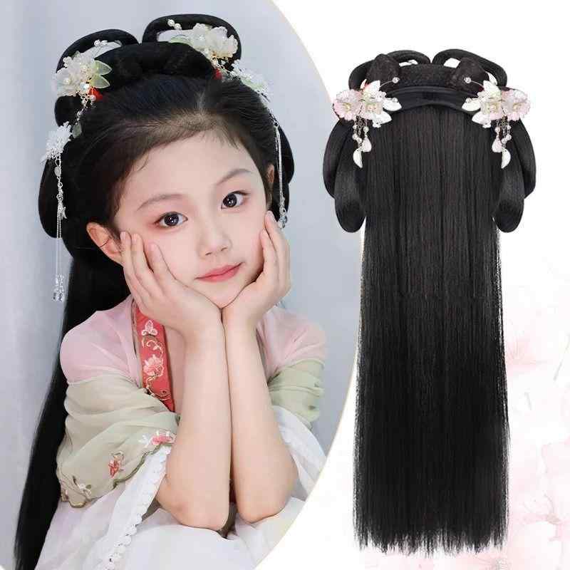 子供用ウィッグ 古風 和風 コスプレ ヘアスタイル かわいい 長髪 ヘアアクセサリー付き 4,329円