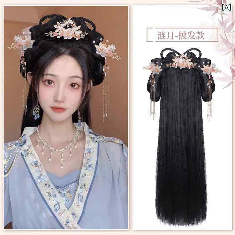 ヘアアクセサリー メンズ ウィッグ 古風 髷風 ヘアバンド 一体型 コスプレ K? P? 長いストレートヘア 前髪 短髪