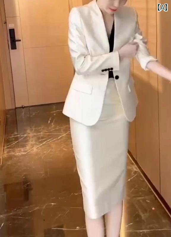 スカート レディース 高級感 セットアップ 2点セット 職業 事務服 長袖 テーラードジャケット 高腰 ポリエステル 通勤 オフィス フォーマル エレガント 上品 きれいめ 春秋