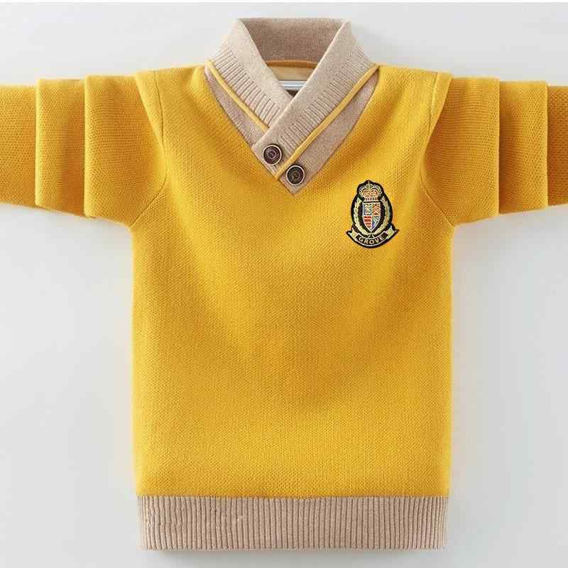 ニット キッズ 男の子 厚手 裏起毛 セーター 子供服 Ｖネック トップス 普段着 中学生 小学生 イエロー ブルー 120 130 140 150 160 170