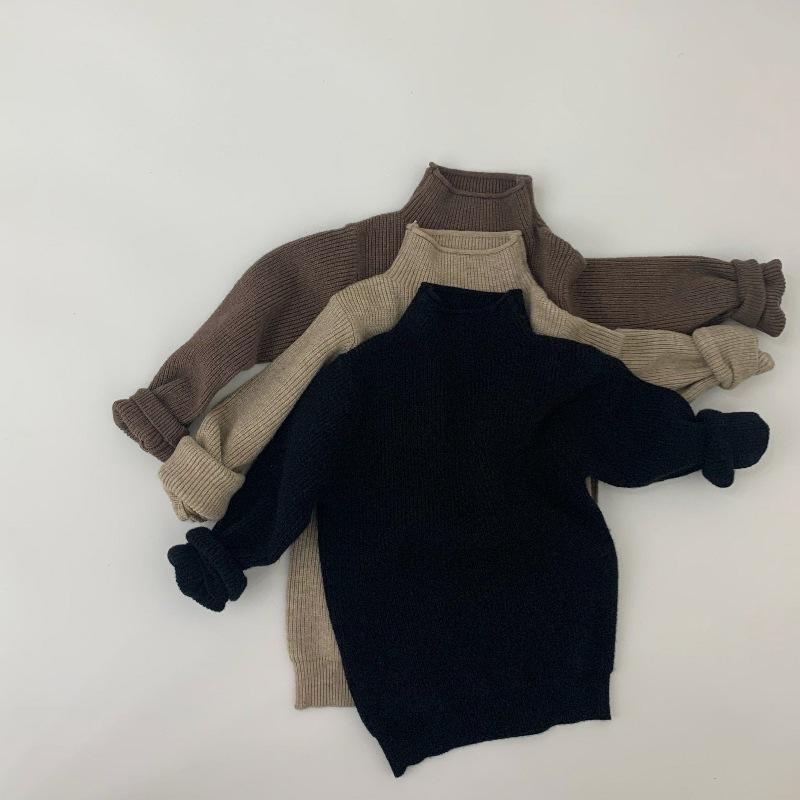ニット・セーター キッズ 子供服 森ガール 無地 トップス 長袖 プルオーバー 高襟 秋冬 80cm 90cm 100cm 110cm 120cm 130cm 普段着