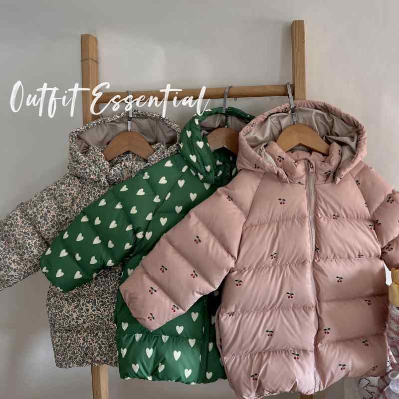 小わっぱ服 ガールズ ダックダウンジャケット アウター 秋冬 中綿入り口・入口 防寒 撥水 防汚 さくら色系 黄み系 緑であること系 青色系 80珊 90珊 100珊 110珊 120珊 130珊 140珊 コート・ジャケット-キッズ・ベビー・マタニティ-キッズファッション