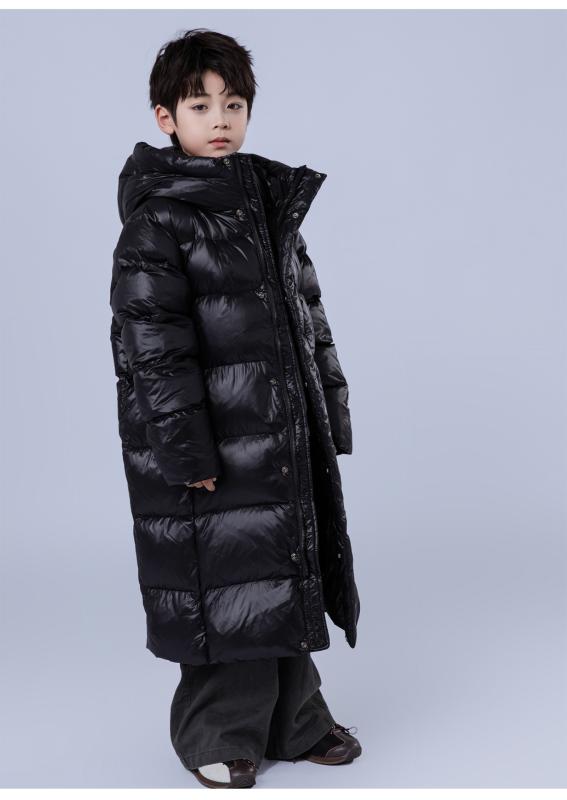 子供用ダウンジャケット キッズ 男女兼用 ロング丈 厚手 フード付き 中綿 ジャケット アウター 冬服 120cm 130cm 140cm 150cm 160cm 170cm ブラック|シャドーテール