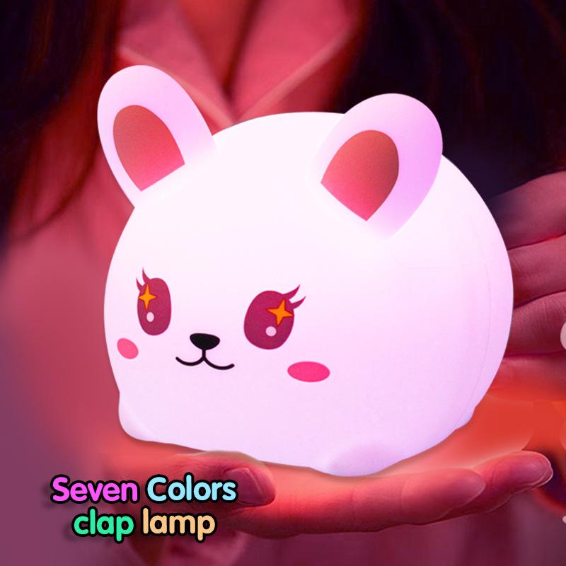 小夜灯 レディース 授乳ライト ベッドサイドランプ シリコン ウサギ型 かわいい 7色 センサー付き 卓上ライト 間接照明 ルームライト