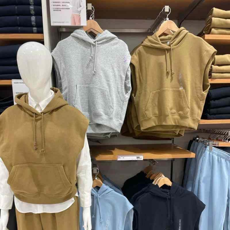 パーカー レディース 春 無袖 スウェット 灰色 芥末色 水色 黒色 S M L XL 普段使い プルオーバー トップス