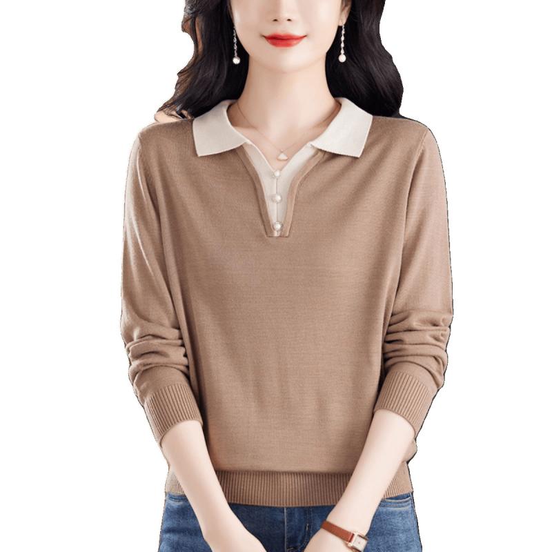 ニット レディース 春物 長袖 2025年 秋冬 ウール セーター ゆったり チュニック丈 リブ編み S M L XL 2XL 3XL 4XL 香?色 藏青 酒? 黒|シャドーテール