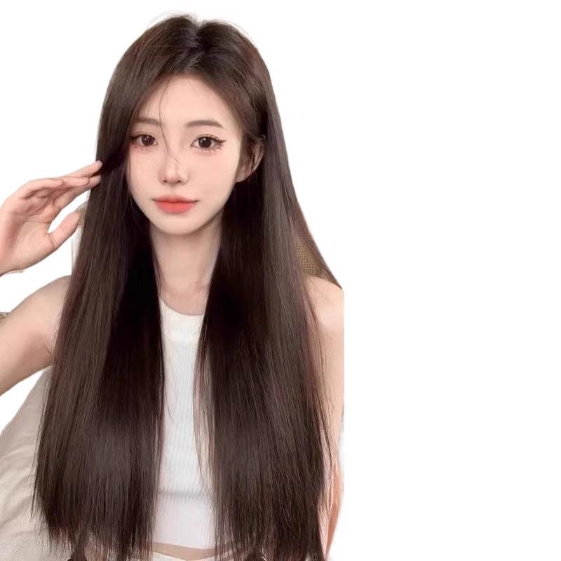 ヘアエクステンション レディース 女性用 ワンタッチ エクステ ストレート ロング 黒髪 茶髪 40cm 50cm 60cm