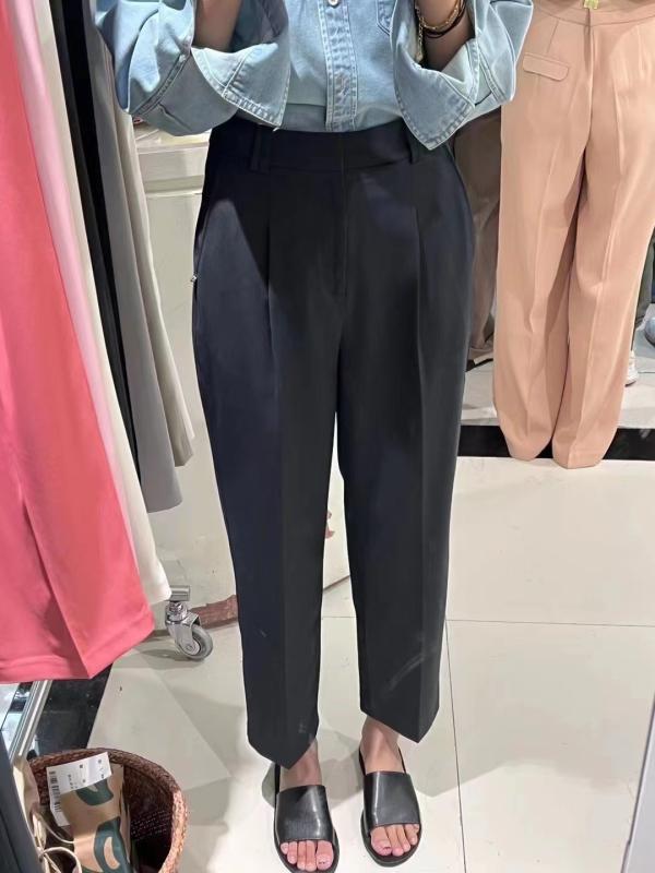 パンツ レディース 高腰 スーツパンツ ワイドレッグパンツ ストレートパンツ スラックス ポリエステル ポケット ゆったり 普段使い オフィスカジュアル きれいめ 美脚 脚長 接触冷感｜シャドーテール