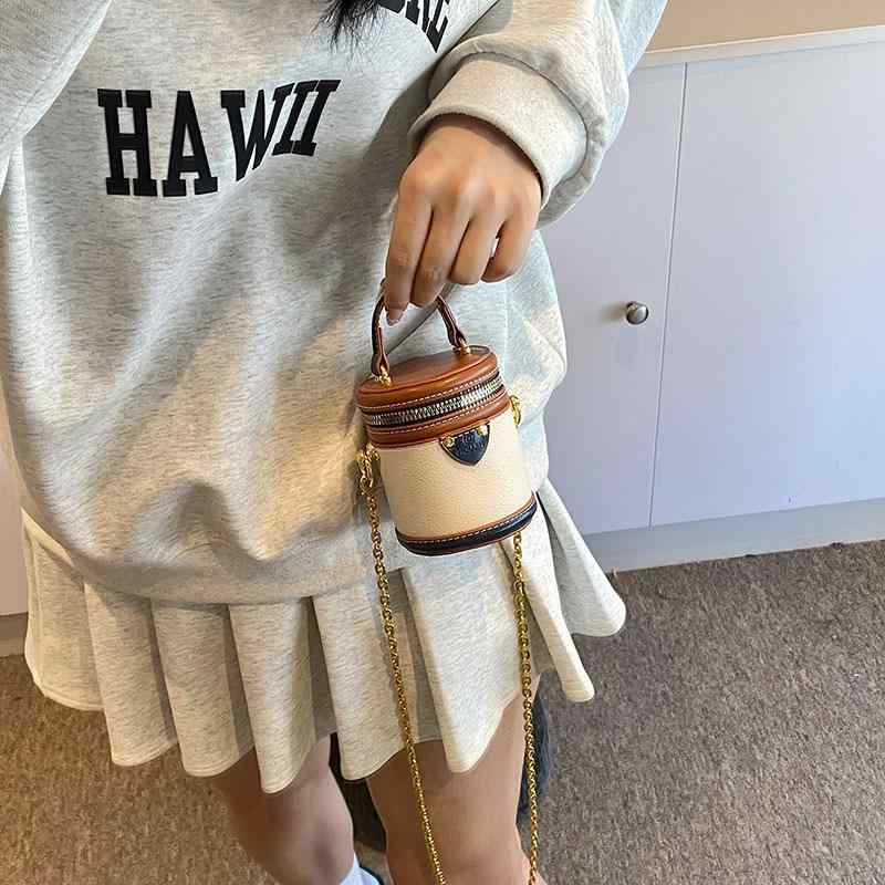 バッグ レディース ミニサイズ 配色 バケットバッグ ショルダーバッグ 親子 お揃い コスメポーチ ポシェット 鞄 カバン かばん ブラック ピンク系 デニム