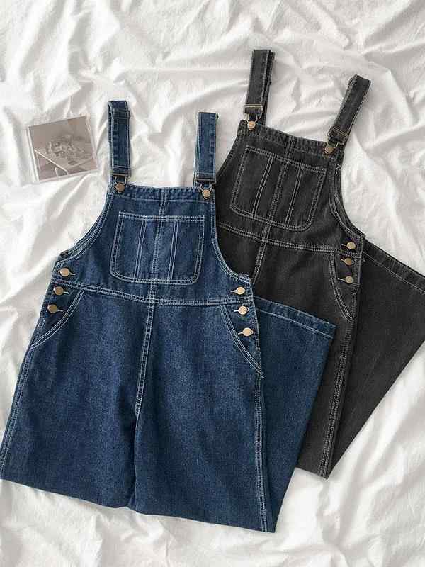レディース デニム 背?? 直筒パンツ 高腰 薄手 綿 ポリエステル 混紡 ポケット デザイン ゆったり シルエット 工装風 ストリート スタイル ディープブルー 春季 長丈 牛仔布 素材 日常使い コーデ アイテム