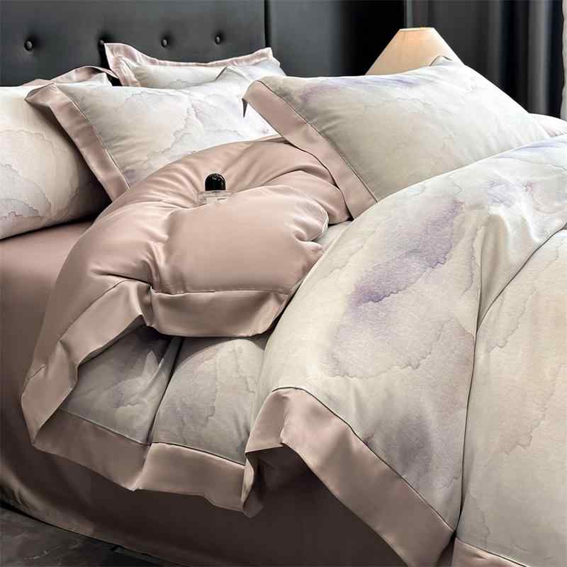 寝具 ベッドシーツセット ベッドカバー 4点セット レーヨン リヨセル 天糸 夏 接触冷感 真夏 高級感 ドレープ性 吸湿性 なめらか 美式 ?古 アートデザイン