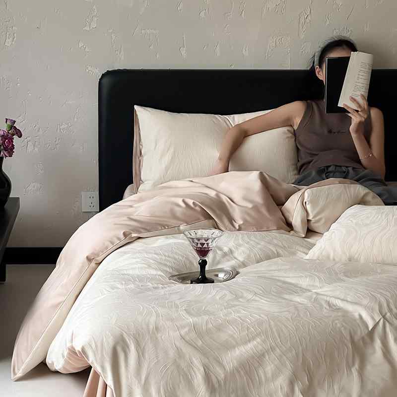布団押しかぶせる仕掛ける シングル 虚蝉ダブル ダブル 統治女王 第一人者 臥榻敷き妙 寝具押しかぶせる 長絨綿100% 提花織り 幾何学学飾り付け オール陽気 御前上等感 寝具カバー・シーツ-寝具カバーセット-寝具