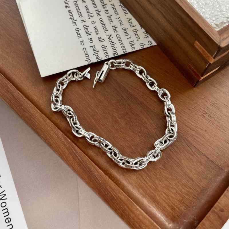 ブレスレット 男女兼用 s925 シルバー レトロ タイシルバー 幾何学模様 個性的 ペア アクセサリー