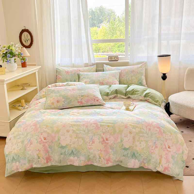 寝具 四点セット ベッド用品 シングルサイズ フルサイズ 綿100% 布団カバー ベッドシーツ 枕カバー ストライプ ハート柄 幾何学模様 花柄 アニマル柄 春夏秋冬 オールシーズン
