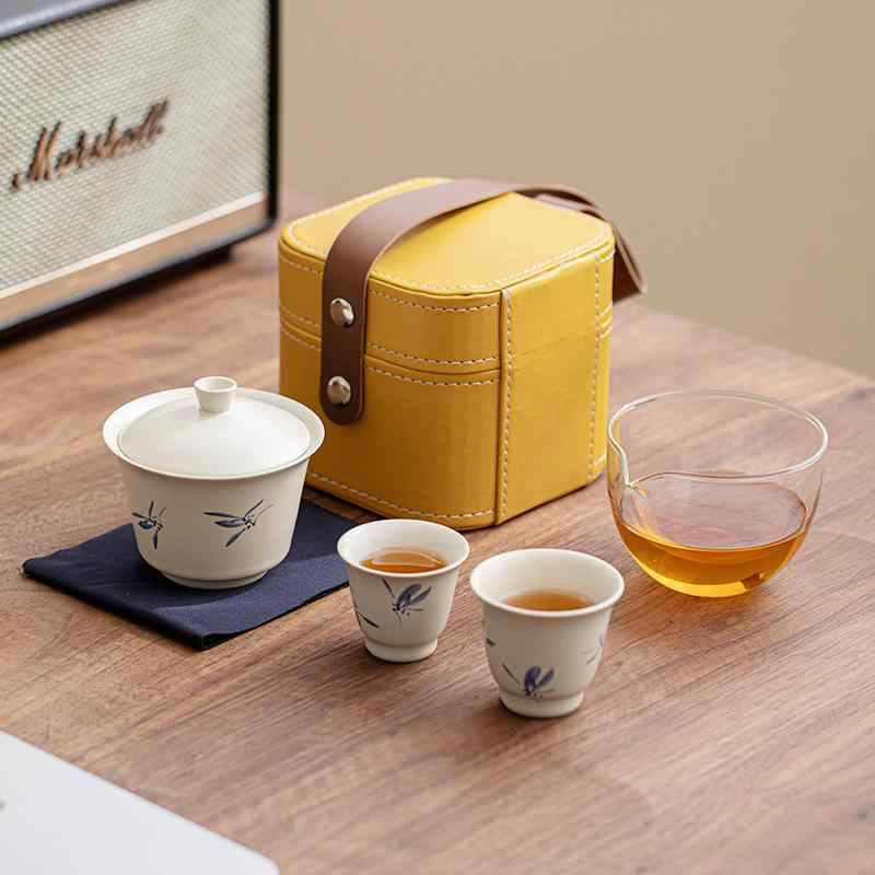 茶器セット 旅行用 携帯式 磁器 ガラス製 アウトドア キャンプ ティーセット ギフト 贈り物 ビジネス 新中式