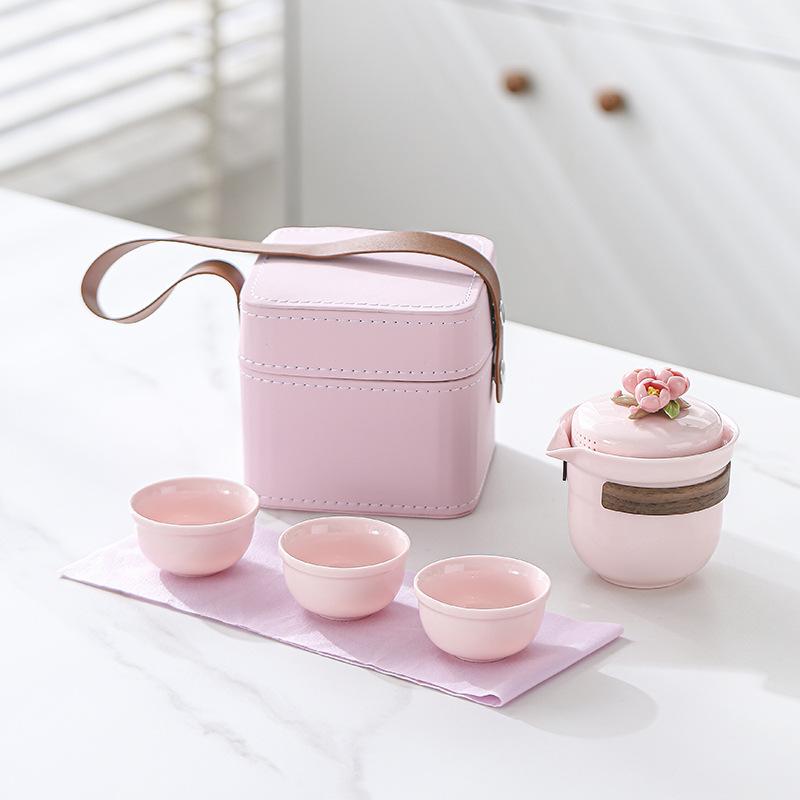 茶器 旅行茶具 携帯用 ピンク系 陶器 急須 カップ セット 女性向け キャンプ アウトドア 普段使い 商?用 4,471円