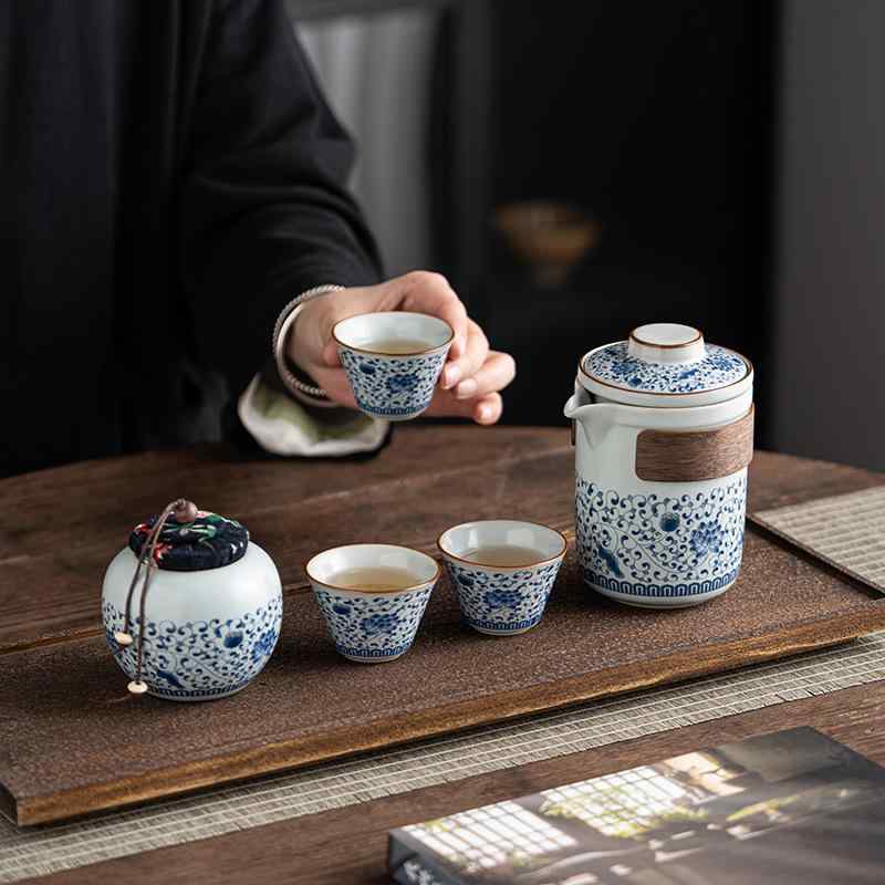 茶器 携帯用茶器セット 陶器 ティーポット 湯呑み 3点セット ミニ 茶器セット 茶道道具 汝・凅 ティーセット