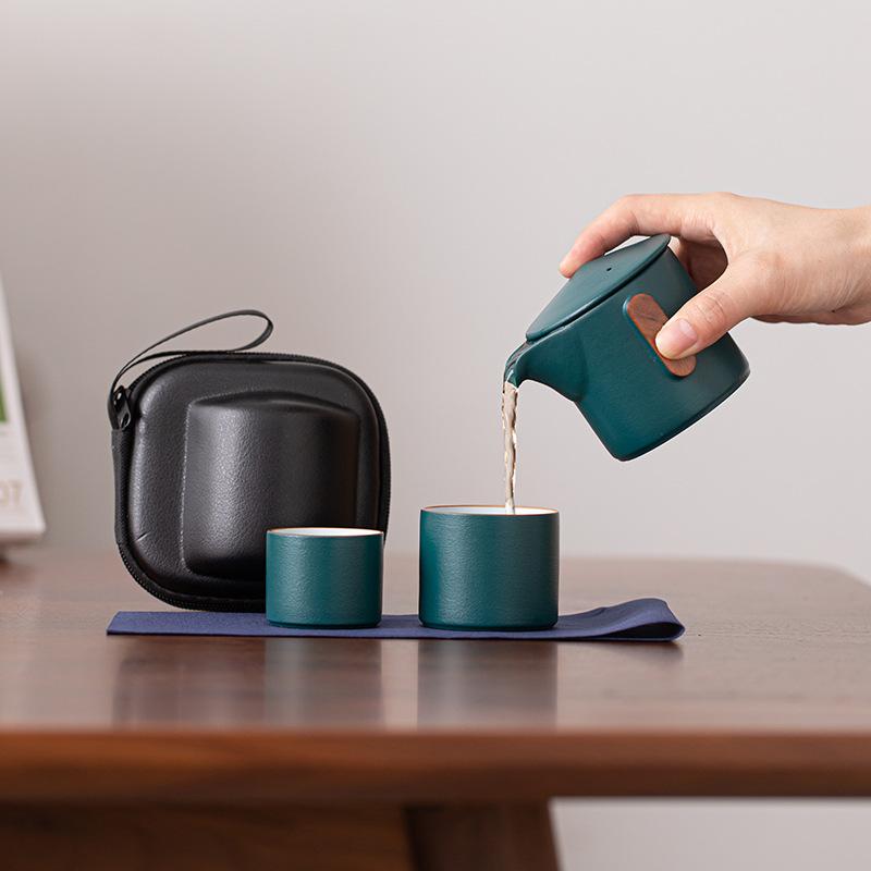 茶器 中式 携帯式 ティーセット 陶磁器 ティーポット カップ セット アウトドア キャンプ 功夫茶