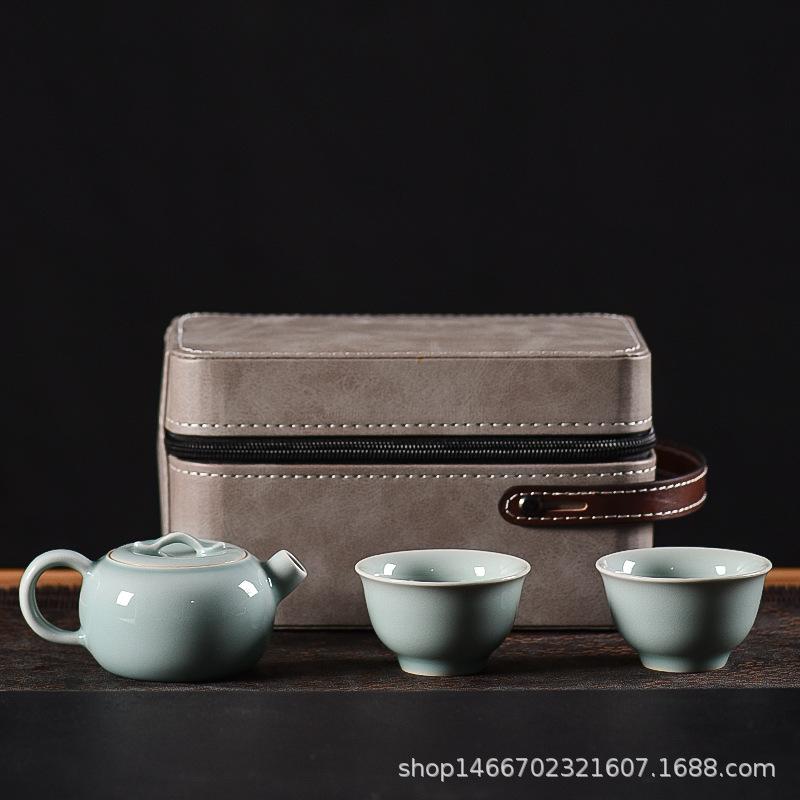 茶器セット レディース メンズ 青磁 功夫茶 ティーセット 旅行 携帯用 陶器 急須 湯呑み 新中式