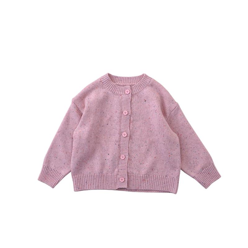 ニット キッズ 女の子 カーディガン 長袖 春秋 子供服 セーター 3歳 4歳 5歳 6歳 7歳 8歳 水玉模様 コットン混紡 ピンク系