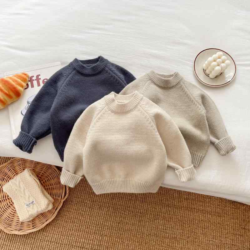 ニット 子供服 冬 ベビー キッズ セーター 長袖 トップス プルオーバー 73 80 90 100 110 杏色 カーキグリーン グレー ニットセーター 丸首 普段使い かわいい 伸縮性