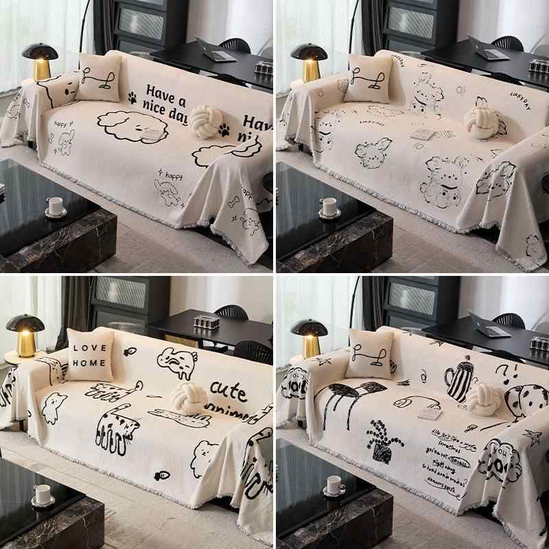 ソファパッド かわいい 猫柄 シェニール織 秋冬 ソファカバー ずれ防止 90×90cm 180 膝掛け ブランケット モダン ミニマリスト アニマル柄 5,149円