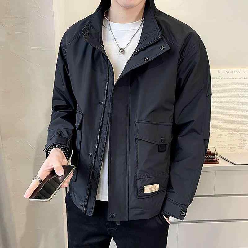 ジャケット メンズ 男性用 ブルゾン ジャンパー 立襟 ワーク 春秋 防風 ウェア トップス ポリエステル ブラック カーキ グレー