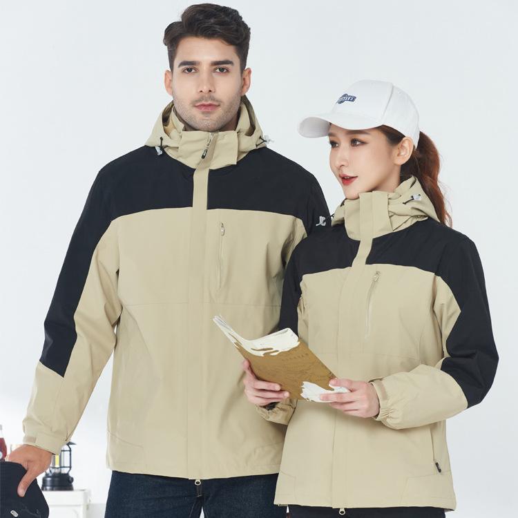 マウンテンパーカー 男女兼用 秋冬 防風 アウター 取り外し可能 インナー付き 2点セット 登山 ウェア アウトドアウェア ジャンパー ブルゾン ポリエステル 無地 切り替え スポーツウェア 運動着 普段使い 釣り 旅行 キャンプ|シャドーテール