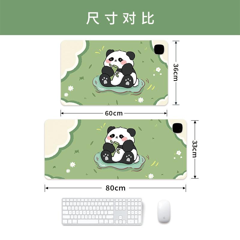 デスクマット レディース カートン かわいい パンダ柄 超大判 防水 レザー あったか 発熱 60 80cm 暖房器具