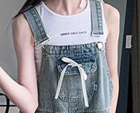 子供用パンツセット ノースリーブTシャツ デニムオーバーオール 2点セット 女の子 夏服 140cm 150cm 160cm かわいい 普段着 通学着