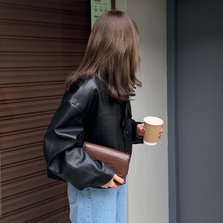 ジャケット レディース フェイクレザー ブルゾン ジャンパー アウター 婦人服 韓国風 ファッション カジュアルスタイル ブラック キャメル ゆったり 普段使い デイリー