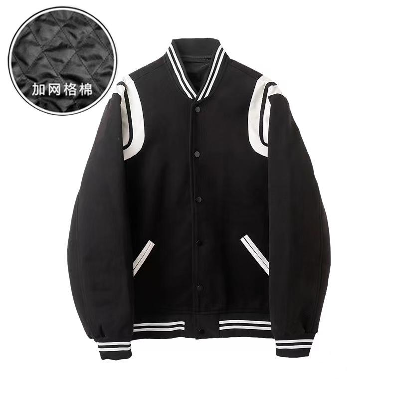 ジャケット メンズ 男性用 秋冬 ブルゾン ジャンパー 野球 アウター 大きいサイズ ゆったりサイズ 無地 ブラック
