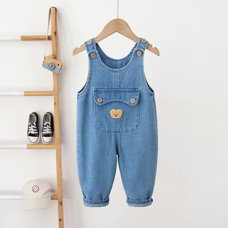 子供服 ベビー キッズ デニム オーバーオール パンツ 春秋 男女兼用 カートゥーン サロペット 80 90 100 110 120cm かわいい おしゃれ 韓国風 高腰 柔らかい