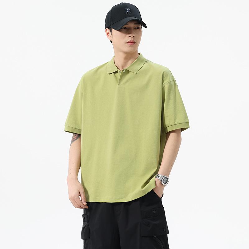 Tシャツ メンズ 男性用 半袖 ポロシャツ アウトドア カットソー トップス 綿混紡 無地 ルーズフィット 薄手 ブラック カーキ グリーン
