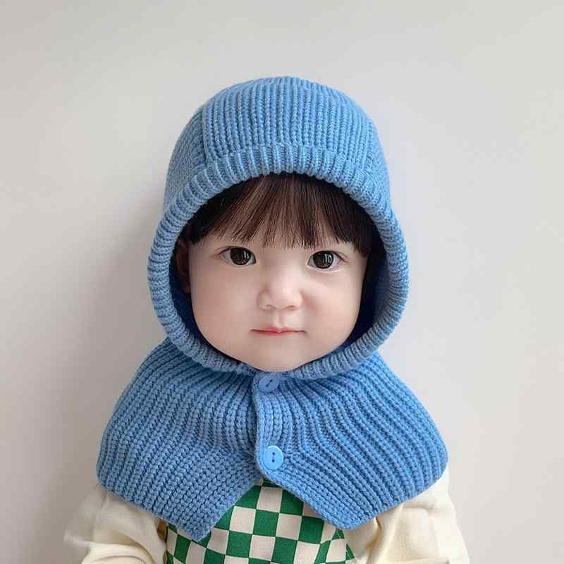 帽子 キッズ ベビー ニット帽子 ネックウォーマー 一体型 防寒 保温 秋冬 ベージュ 水色 黒 ピンク 緑 青 黄色 赤 子ども用 かわいい 個性 4,513円