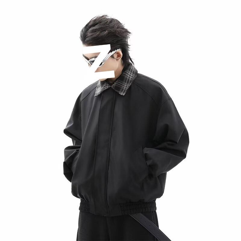 ジャケット 男性用 古着 ブラウン ブラック 耐摩耗性 ?衫スタイル ブルゾン 秋冬 薄手 ルーズフィット 襟付き