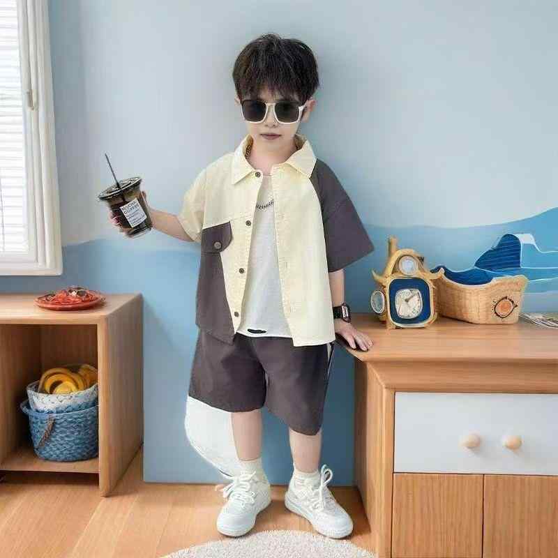 子供用セットアップ キッズ 男の子 半袖シャツ パンツ 上下 2点 セット 夏服 ボーイズ 子供服 おしゃれ 90cm 100cm 110cm 120cm 130cm 140cm