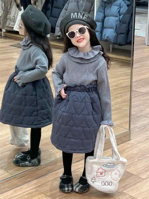 ニット キッズ 女の子 ニットトップス 木耳フリル 襟付き 厚手 秋冬 プリンセス かわいい 子供服 セーター