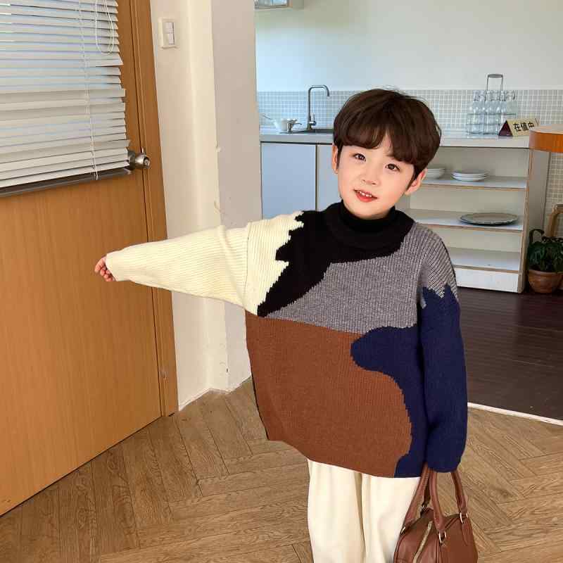 ニット・セーター キッズ 女の子 秋冬 長袖 配色 撞色 プルオーバー 110cm 120cm 130cm 140cm 150cm 160cm