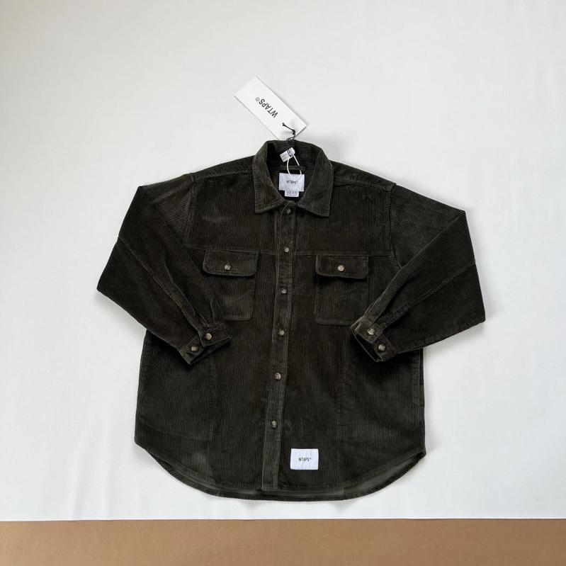 シャツ メンズ 男性用 トップス 長袖 コーデュロイ 無地 秋服 カジュアル ワークシャツ ルーズフィット ブラック グリーン