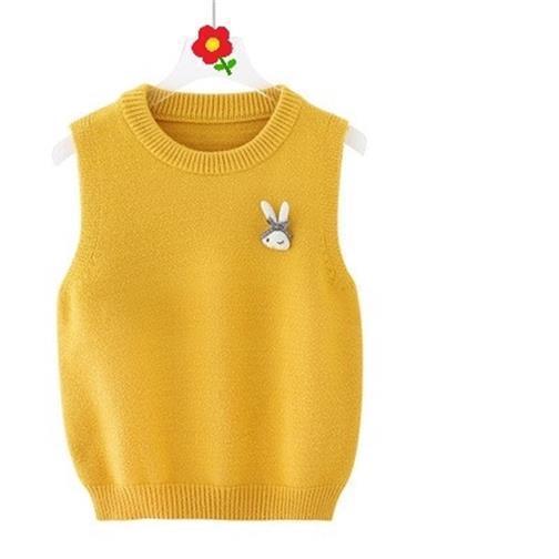 ニットベスト 子供 女の子 Vネック 無地 セーター ベスト 春秋 ニットチョッキ ギャザー ポリエステル かわいい ガーリー ピンク系 イエロー系 アイボリー 80cm 90cm 100cm 110cm 120cm 130cm
