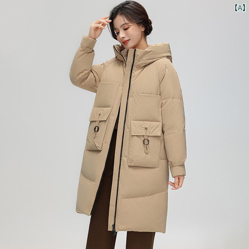 羽?服 レディース 中長丈 韓国風 濫りがわしい 冬用 落ちこむ上衣 朦々たる ボンネット付き添い人 直筒 長袖 ジップアップ 精神状態 通い 分かりやすい ナイロン ポリエステル 95%以上 デュベット 81-85% 101-200g 黒 赤 赤銅色