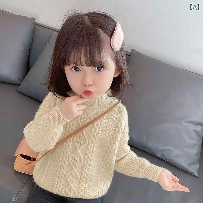 ニット・セーター キッズ 女の子 裏起毛 厚手 子供服 トップス ニット プルオーバー ラウンドネック 普段着 かわいい おしゃれ 秋冬 あったか 70 80 90 100 110 120 130 140cm