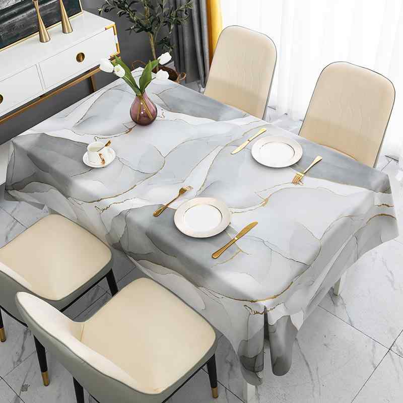 テーブルクロス 防水 防油 長方形 食卓カバー PVC製 幾何学模様 140X140cm 140X180cm 140X200cm 140X220cm グレー 灰色 銀河風 撥水 耐摩耗性 耐熱性 防塵 キズ防止 汚れ防止 模様替え