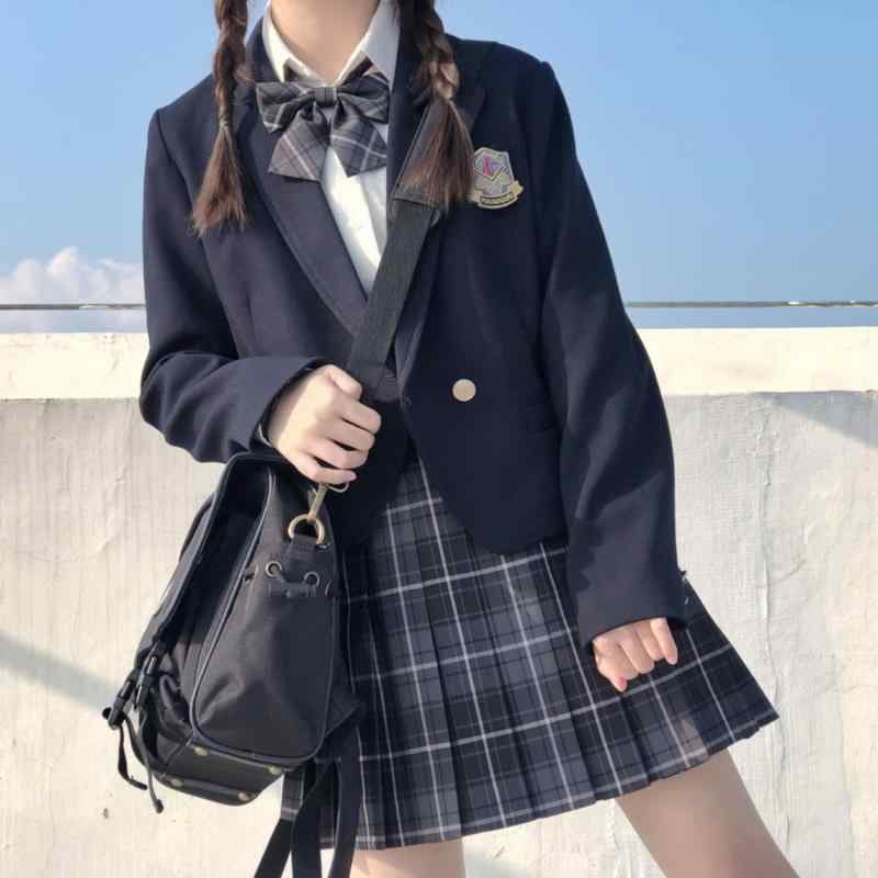 スカート JK制服スカート レディース Aライン プリーツスカート チェック柄 ミニスカート スクール風 ブラックブレザー ポリエステル70% 秋冬