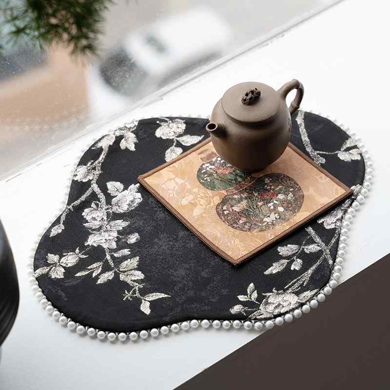 茶道 アクセサリー 茶席 茶パッド 敦煌風デザイン 香云紗布 中華風 禅意 防水 ティーマット コースター