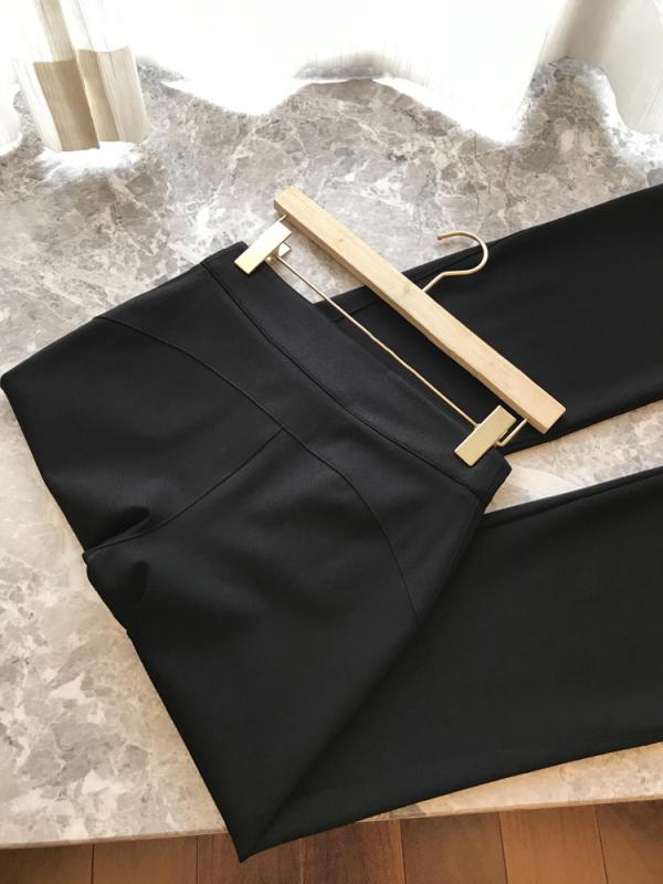 パンツ レディース 通勤 高見え ストレッチ ストレートパンツ 黒 春 無地 高腰 ズボン ナイロン ポリエステル|シャドーテール