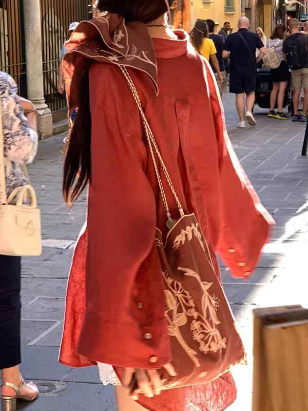 プルオーバー レディース 天竺麻 朱砂赤いこと 襟付き添い人 トップス トップ 長袖 落っこちる肩肉 ゆったり大きさ 体型取りまかなう 普段使い走り 通い